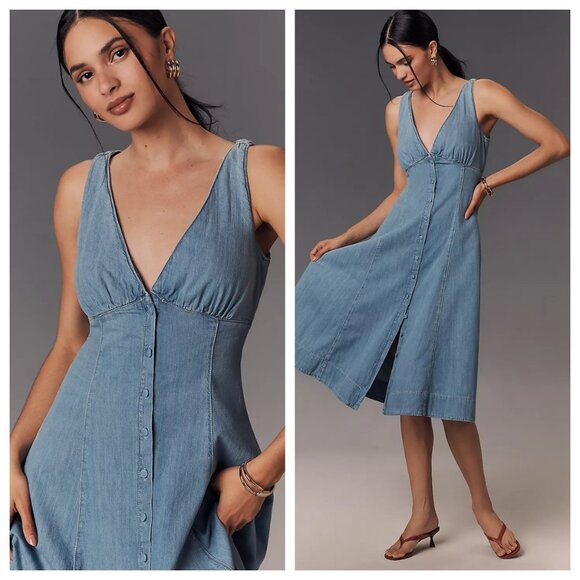 Reformation Sebastien Denim Midi-Dress - Picture 1 of 3